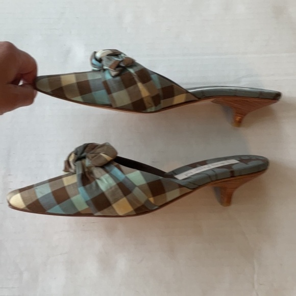 Olivia Rose Tal Cannes Gingham Silk in brown & blue size 8 - Picture 5 of 9